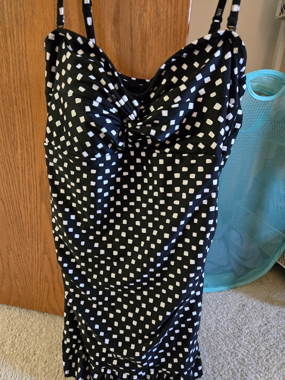 Black & White Polka Dot Ruffle Bathing Suit